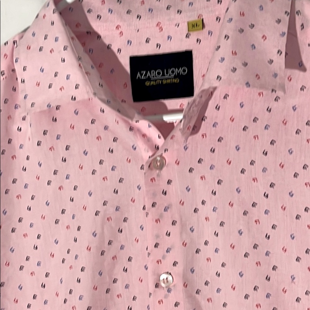 AZARO UOMO Pink/Patterned Men's Shirt XL